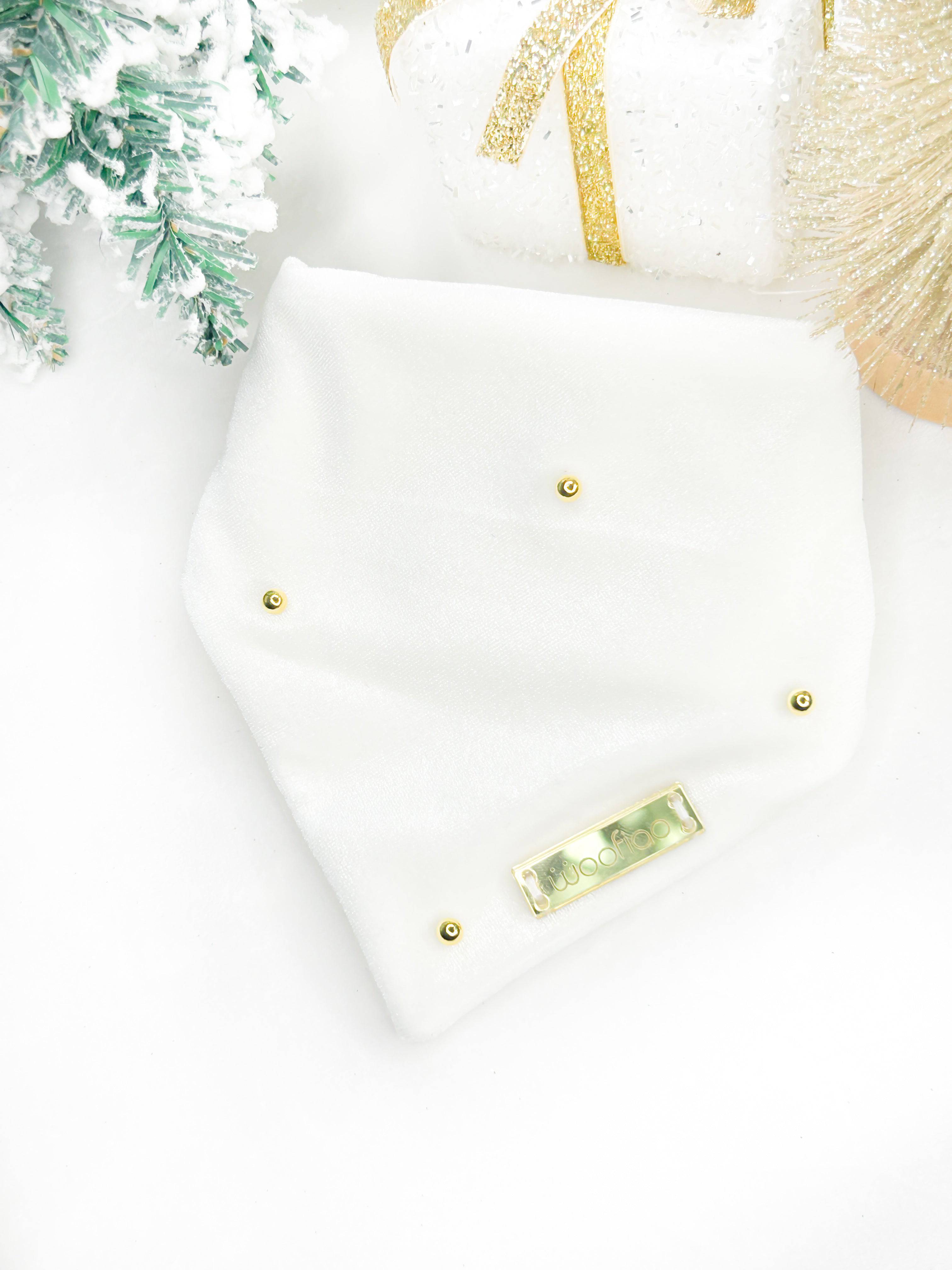 Ivory Christmas Velvet Bandana - Woofiao