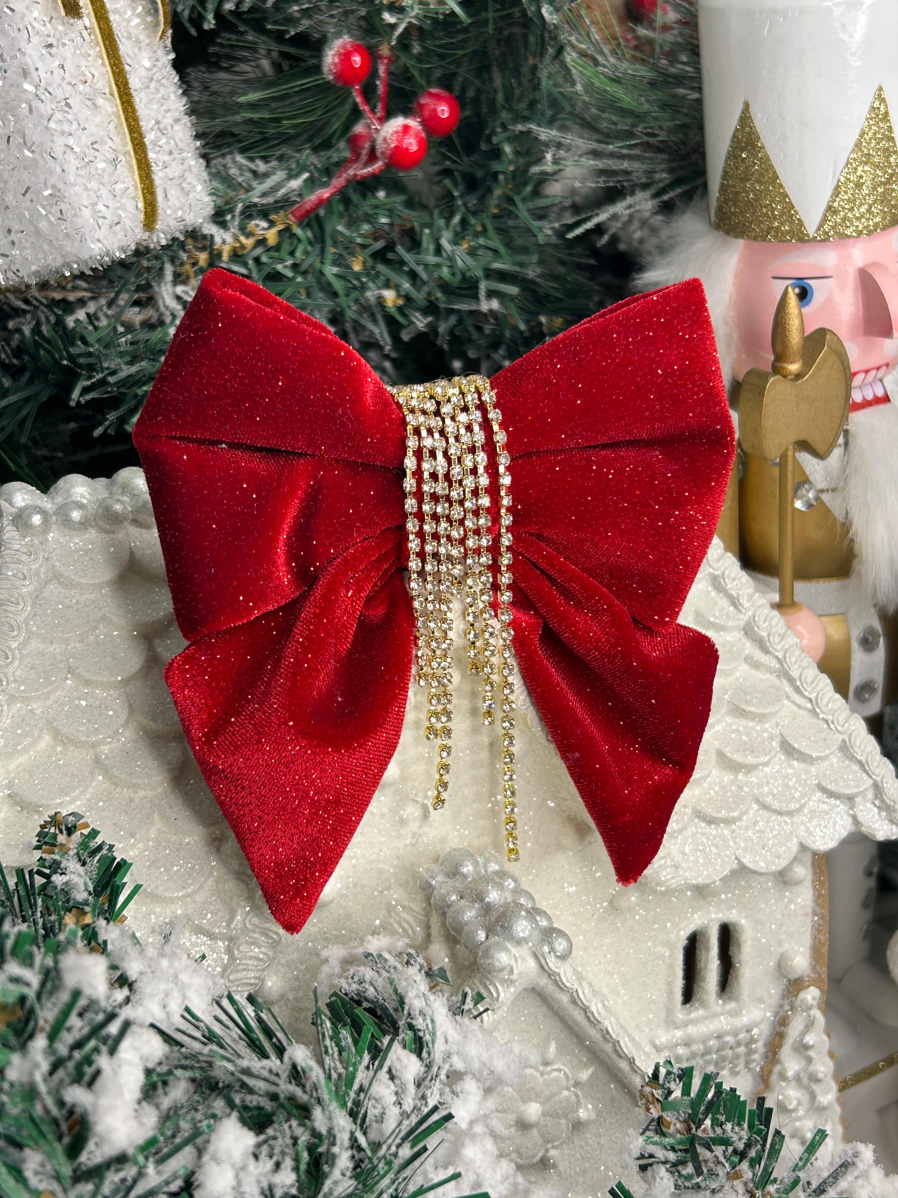 Glam Mistletoe Velvet Sailor Bow Tie - Woofiao