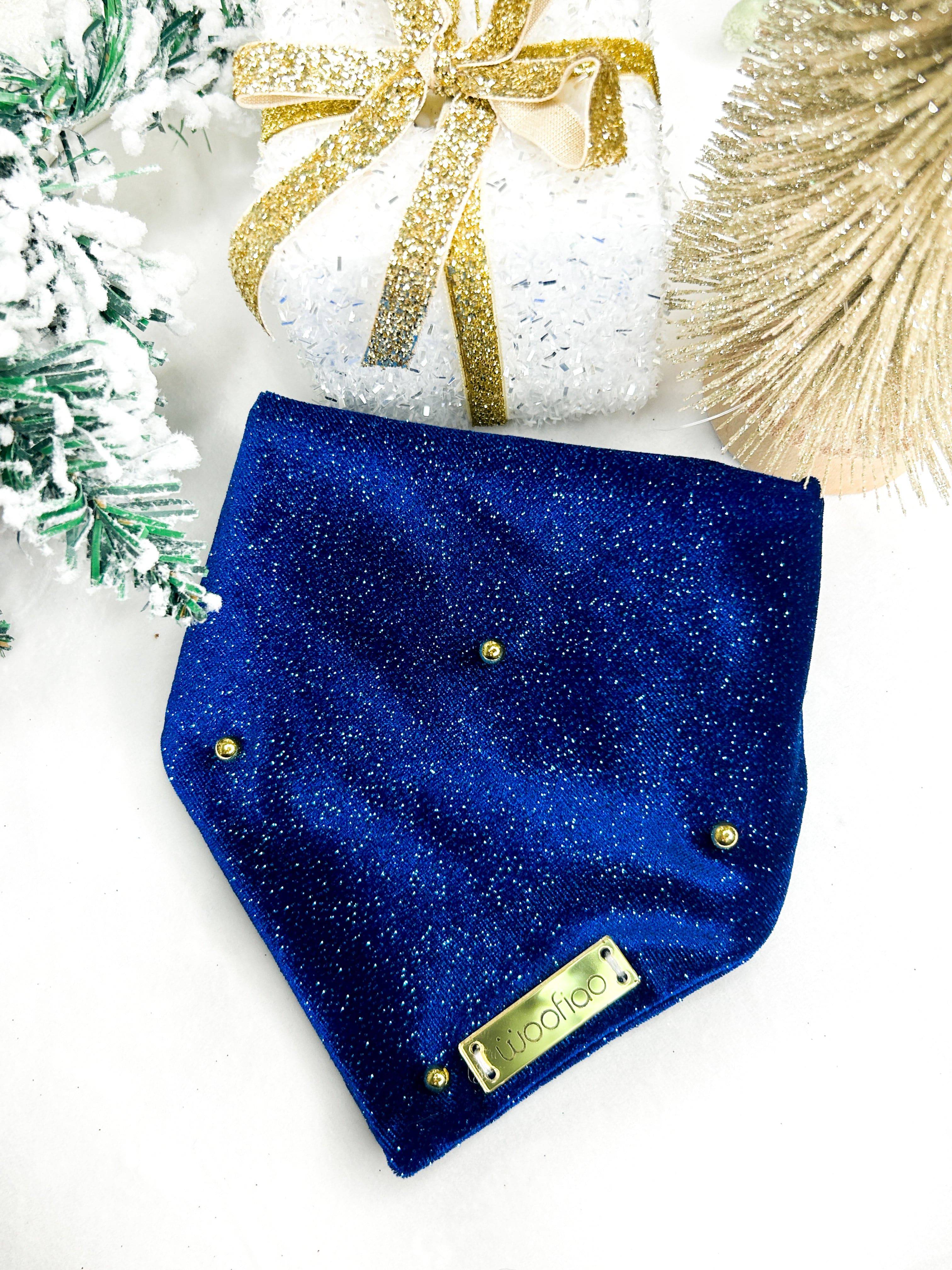 Blue Christmas Velvet Bandana - Woofiao