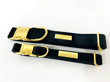 Royalty Black Velvet Dog Collar - Woofiao