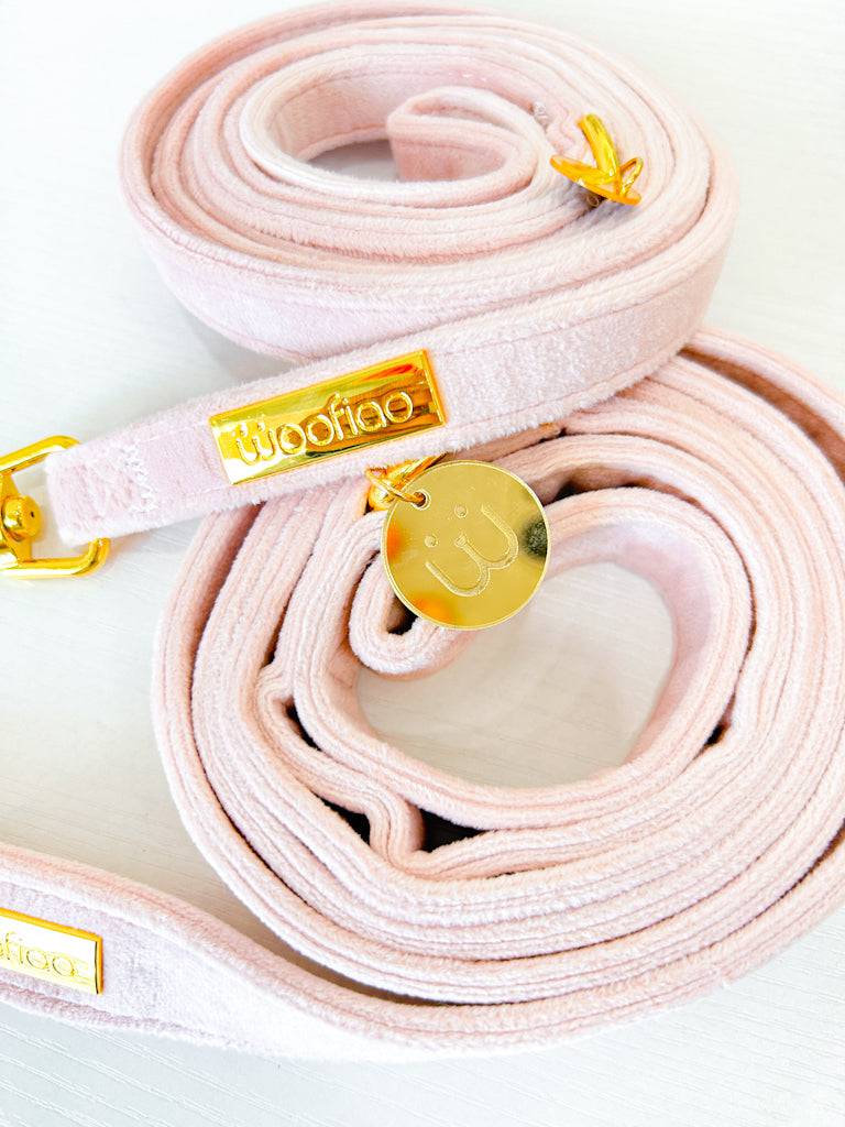 Cotton Pink Velvet Harness & Leash Bundle - Woofiao