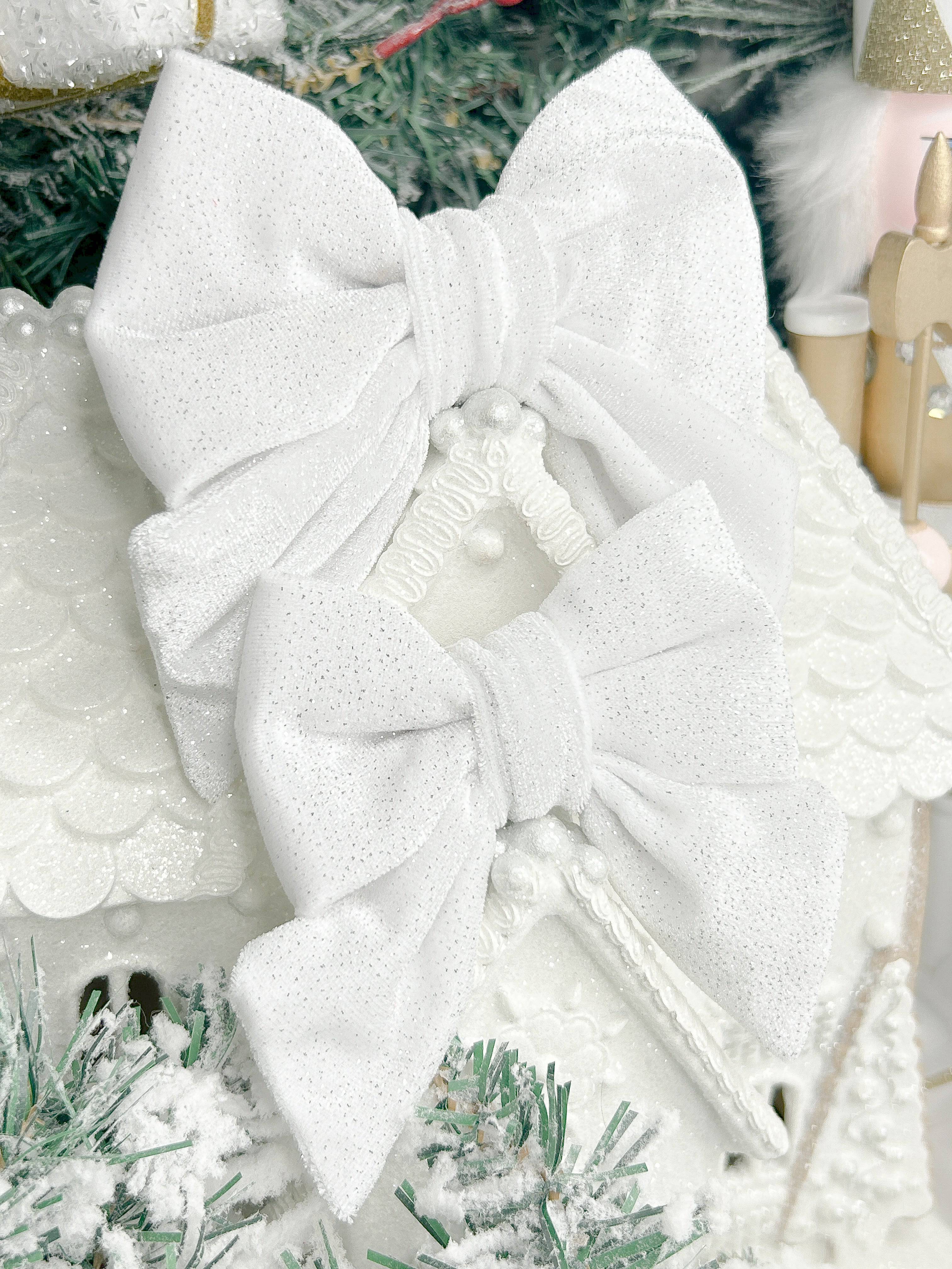 White Snowflakes Velvet Sailor Bow Tie - Woofiao