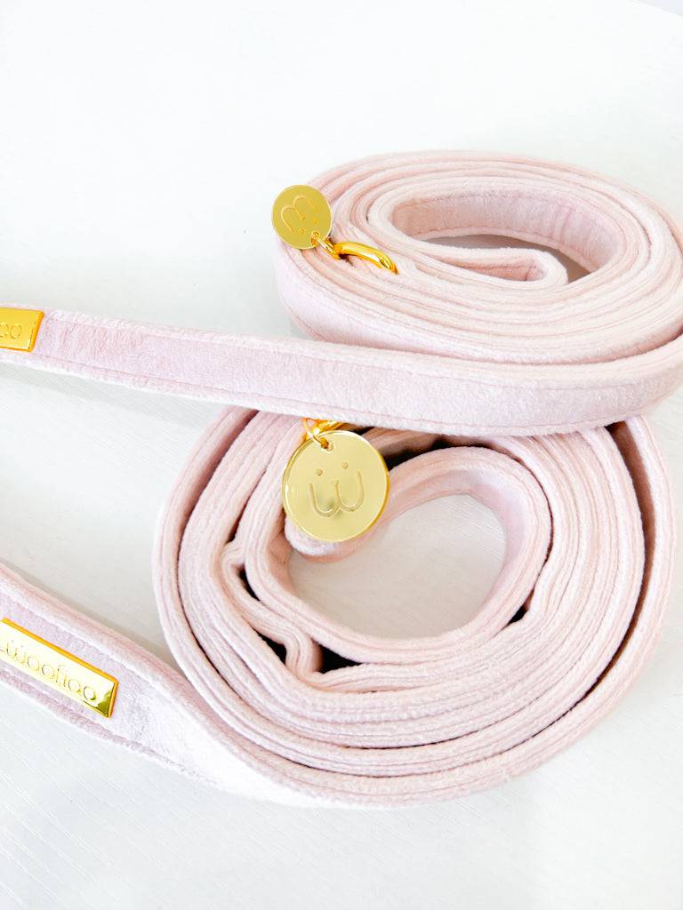 Cotton Pink Velvet Leash - Woofiao