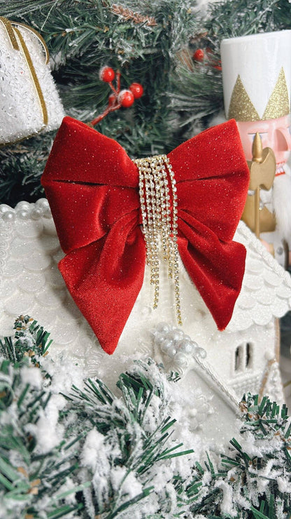 Glam Mistletoe Velvet Sailor Bow Tie - Woofiao