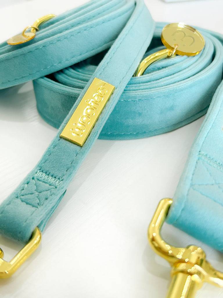 Cotton Blue Velvet Harness & Leash Bundle - Woofiao