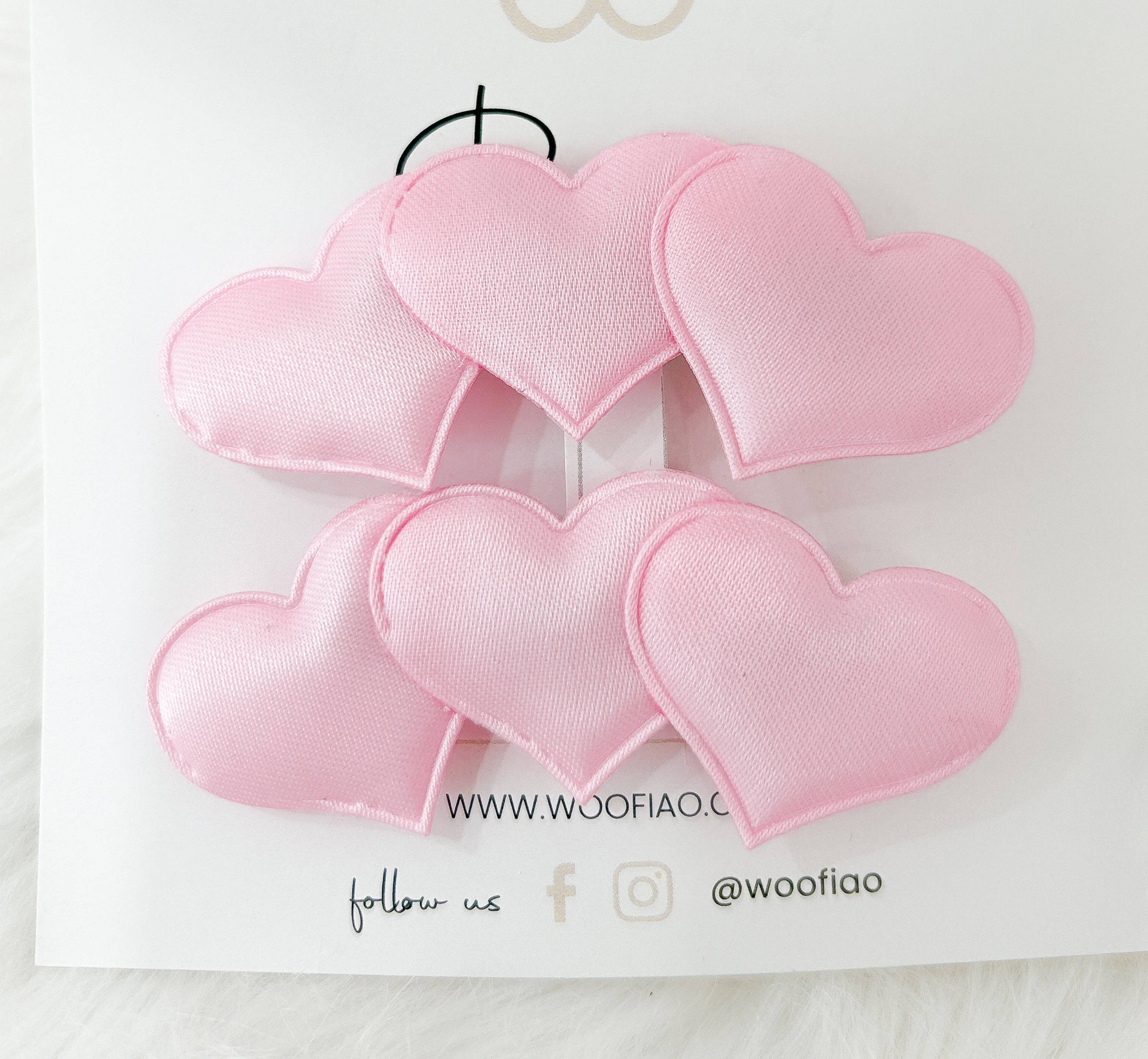 Pink Hearts Hair Bow - Woofiao