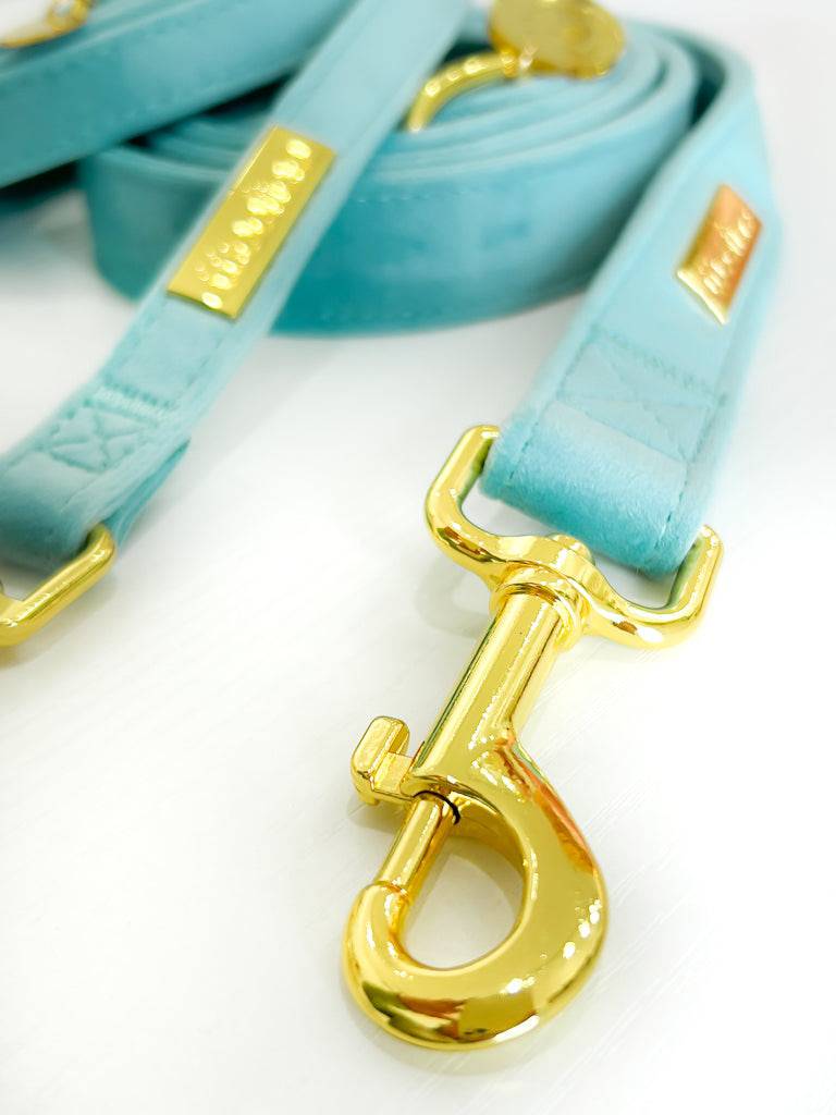 Cotton Blue Velvet Leash - Woofiao