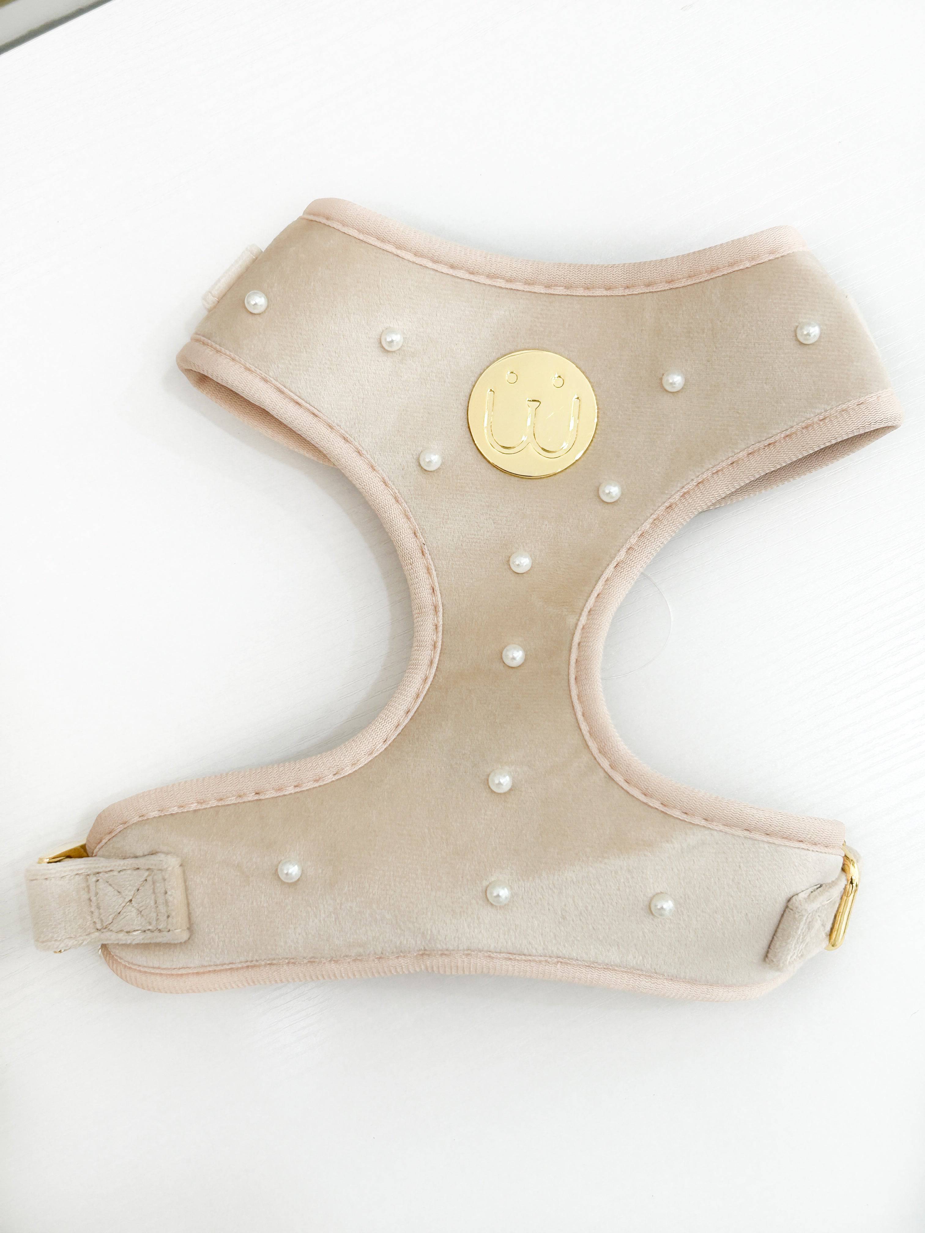 Pearls Chai Velvet Harness - Woofiao