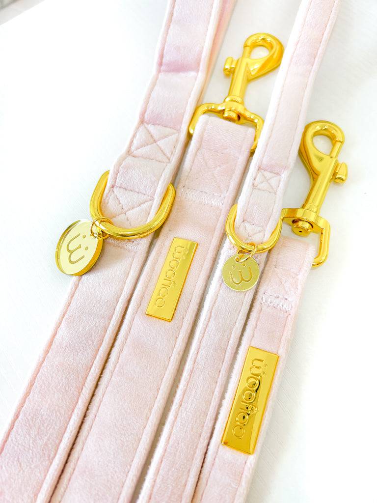 Cotton Pink Velvet Leash - Woofiao