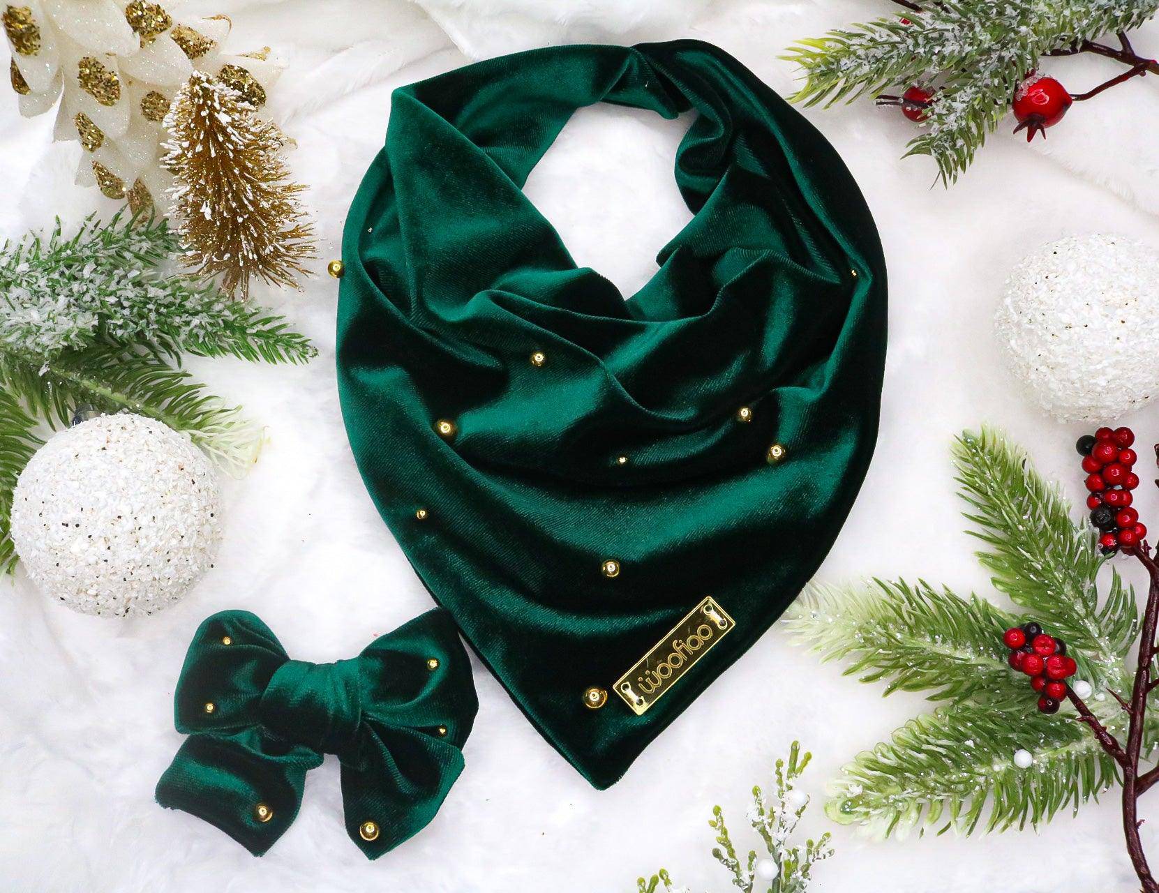 Evergreen Velvet Bandana - Woofiao