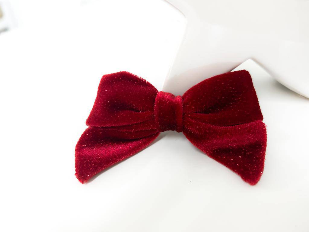 Mistletoe Velvet Hair Bow - Woofiao