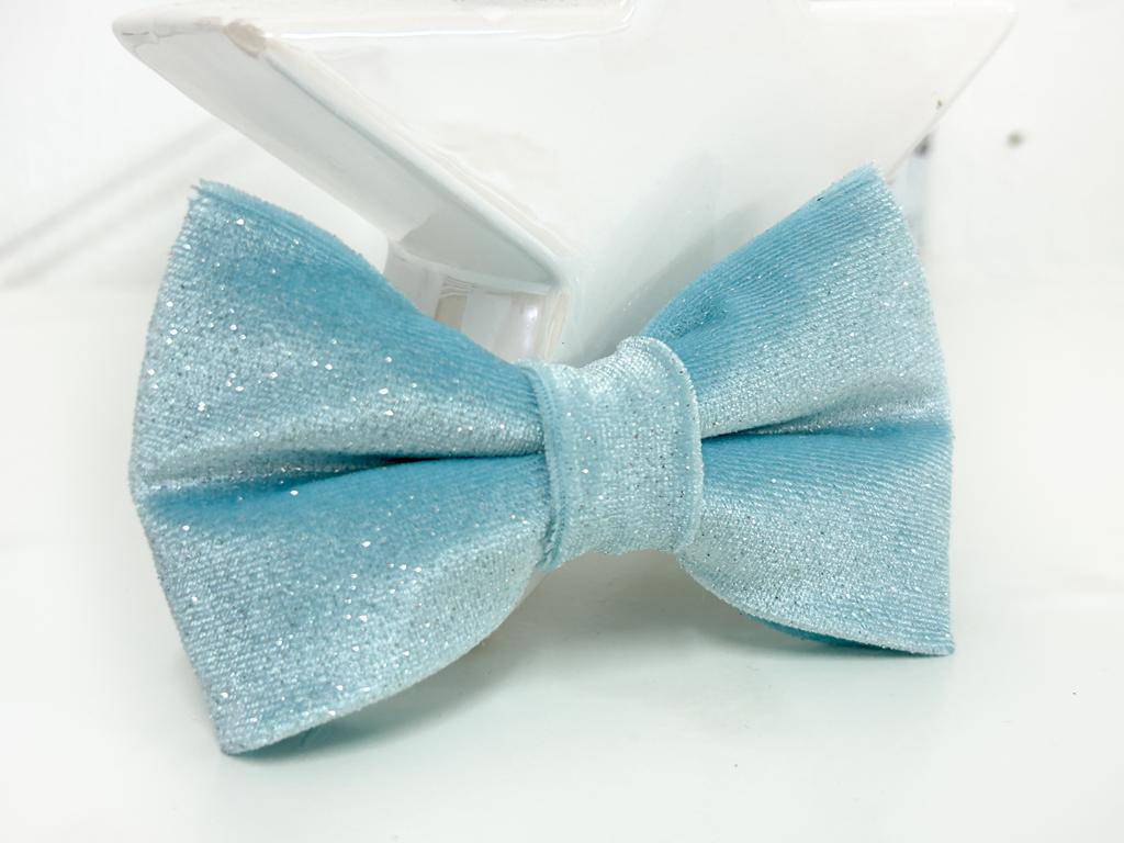 Snowflakes Glitter Velvet Bow Tie - Woofiao