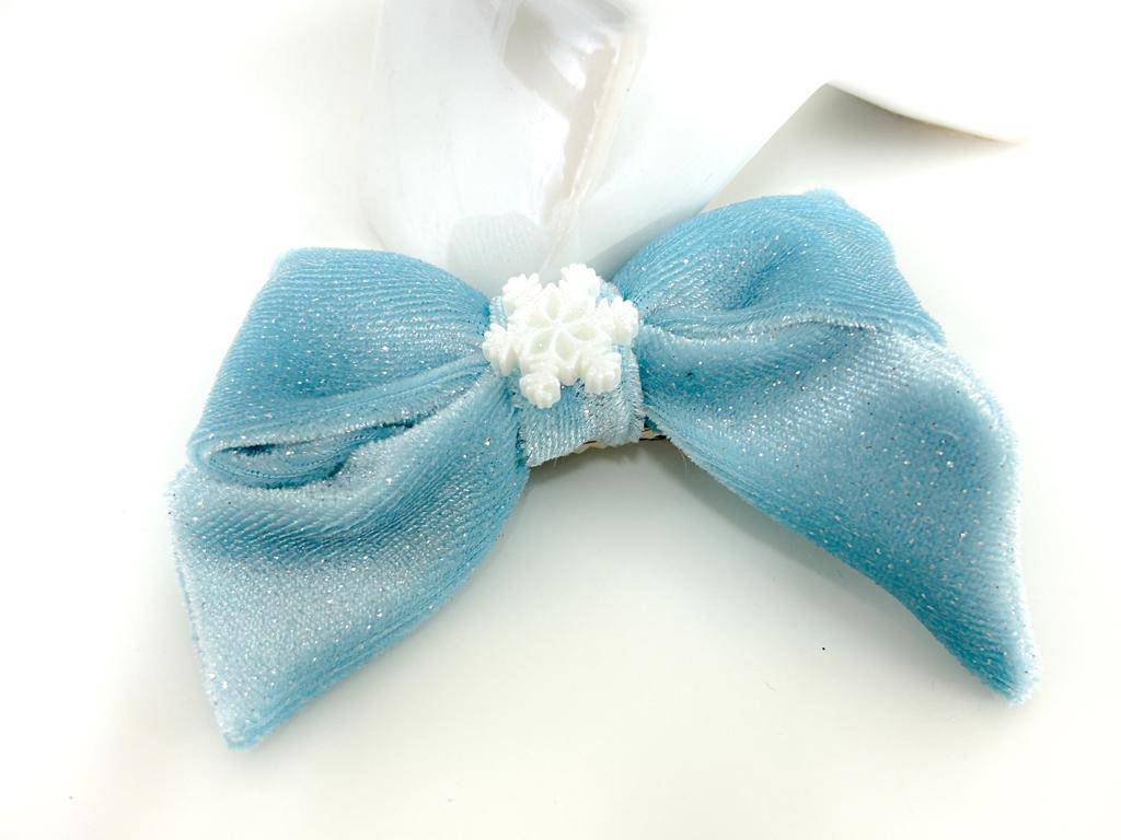 Snowflakes Glitter Velvet Hair Bow - Woofiao